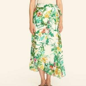 Johnny Was Green Floral Wrap Skirt